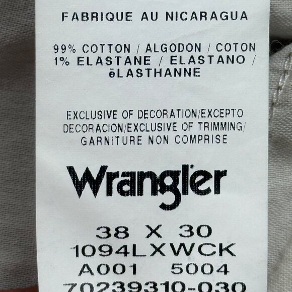 Wrangler Men's Heritage Low Stretch Relaxed Tan Carpenter Pants Size 38x30 NWT - Picture 7 of 11